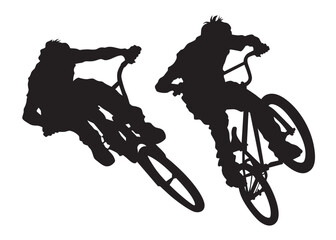 Sport people whit bike on white background
