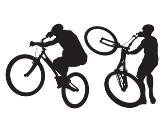 Sport people whit bike on white background