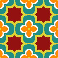 Seamless floral pattern vector with vintage decorative flower and leaf elements