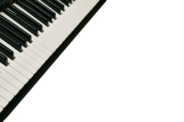 Business card for musicians, entertainment producers, piano keys on a white