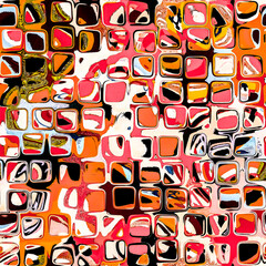 Abstract blotched random mosaic square paint splatter seamless pattern. Dense grungy mottled effect fabric texture design with tileable all over print. For speckled style wallpaper backdrop.