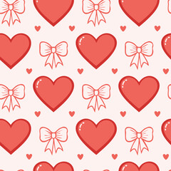 Hand-Drawn Heart Vector Pattern – Romantic Doodle Seamless Background