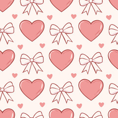 Hand-Drawn Heart Vector Pattern – Romantic Doodle Seamless Background