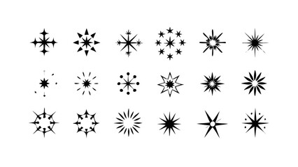 Collection of starburst vector designs for graphic elements and decorations use