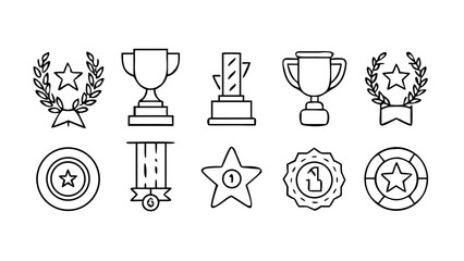 Vector icons of awards trophies medals and achievements for graphic design use