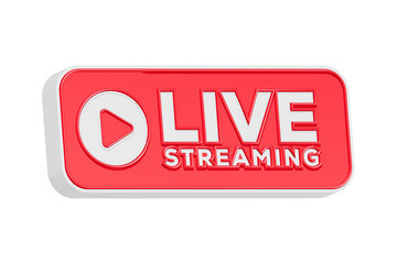 Livestreaming icon button 3d rendering
