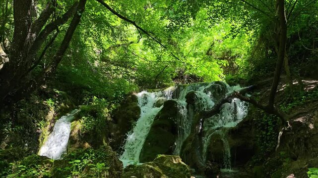 Bachkovo waterfalls cascade in Rhodopes Mountain, Plovdiv region, Bulgaria