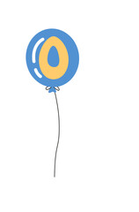Number zero blue balloon with string.