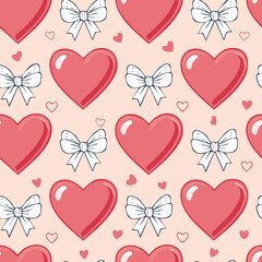 Hand-Drawn Heart Vector Pattern – Romantic Doodle Seamless Background