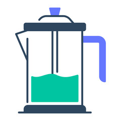 French press icon. coffee, brew, plunger, manual, glass, caffeine, Vector Icon Illustration