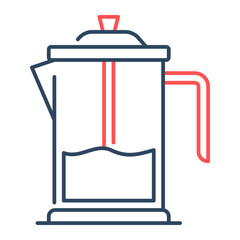 French press icon. coffee, brew, plunger, manual, glass, caffeine, Vector Icon Illustration