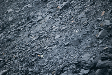 Texture black coal anthracite large amount for mine, blue toning
