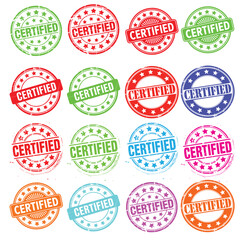 Certified Commercial Stamps Vector – Grunge Rubber Seal Badge Set for Business Use