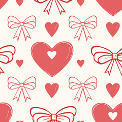 Hand-Drawn Heart Vector Pattern – Romantic Doodle Seamless Background