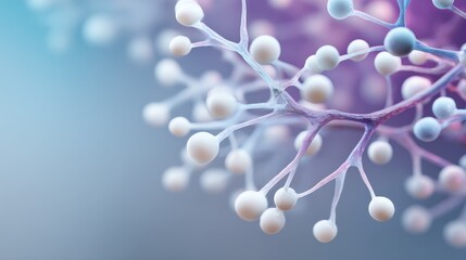 Abstract molecular structure background. Microscopic view of cells, atoms, or biological network. Science, medicine, technology concept.