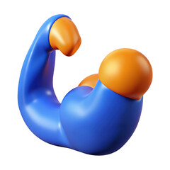 3d flexing bicep icon isolated on transparent background