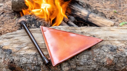 Copper Triangle and Firestarter by Campfire in a Natural Setting