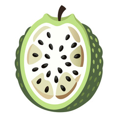 Fresh Cherimoya (Custard Apple) Vector &ndash; Tropical Exotic Fruit with Scale Texture Isolated on White