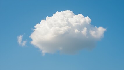 Fluffy Cumulus Cloud Isolated Against Azure Summer Sky