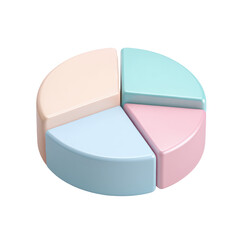 Colorful pie chart model representing data distribution in a modern and engaging style, Isolated on transparent Background