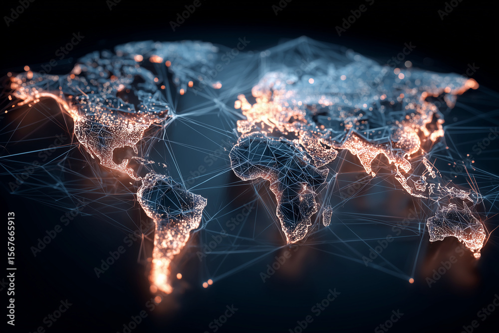 Poster a globe with a network of lines connecting it
