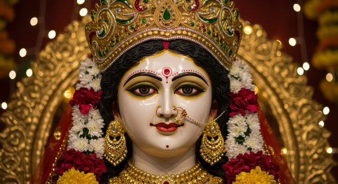 Goddess adorned with jewels and flowers