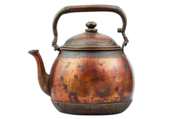 Antique Copper Kettle Vintage Kitchen Decor Teapot Rustic Style Rustic Design Classic Kettle on transparent background