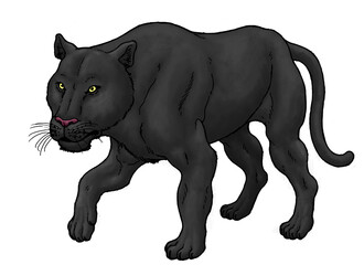 Comic-book style bulky black panther.