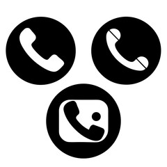Black phone icons on white background telephone communication