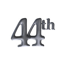 Number 44th 3D render with silver color	
