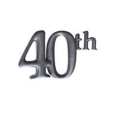 Number 40th 3D render with silver color	
