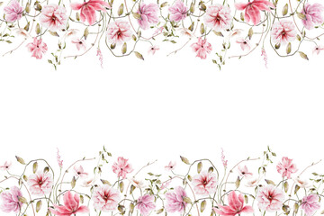 Watercolor flowers background vector for design.