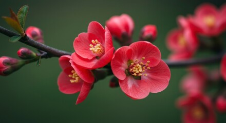 Obraz premium Vibrant red blossoms on a branch