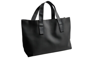 Naklejka premium Chic Black Tote Bag Fashionable Everyday Essential Shopping Handbag Simple Design Style on transparent background