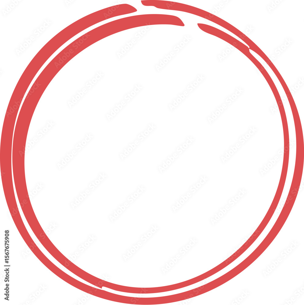 Fototapete Red Circle Outline - Simple Graphic Element for Highlighting and Emphasis in Web Design and User Interface, Isolated on Transparent Background for Versatility