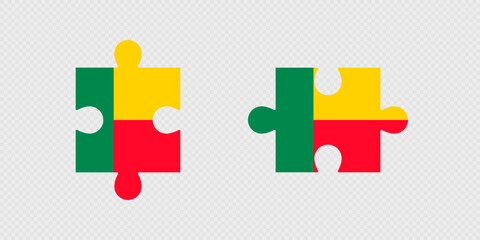 Naklejka premium Puzzle Pieces with Benin Flag.