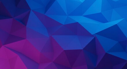 Fototapeta premium Abstract low-poly background with vibrant blue and purple gradient, showcasing a textured, geometric pattern