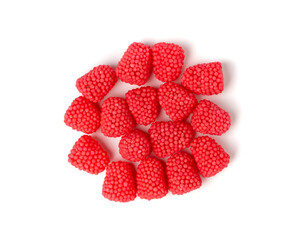 Gummy berries, chewy raspberries or jelly blackberries, gelatin candies fruit marmalade