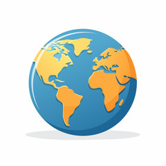 Fototapeta premium Globe Icon: The Earth is represented by a beautifully crafted, colorful globe illustration, with detailed continents, offering a visual representation of the planet and its geographical features.