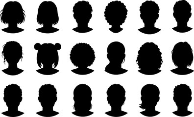 set of silhouettes of people