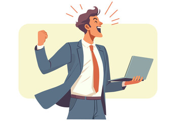 Illustration of a businessman, very happy to be successful.