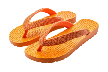 Vibrant Orange Flip Flops Summer Footwear Beach Ready Sandals Casual Style Vacation Mode on transparent background