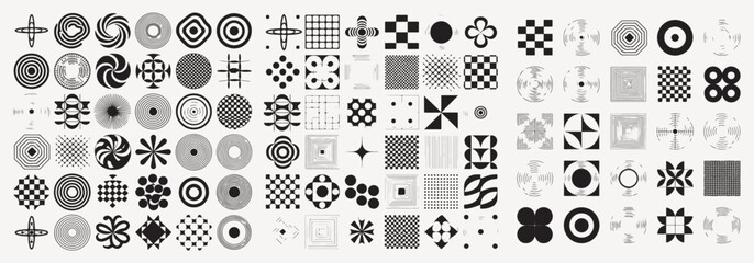 Aesthetic contemporary stripe modern  line art, geometric shape in monochrome. Art form design for wall art, decoration, wallpaper. Abstract minimal element mid century vector set.