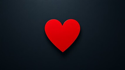 Minimalist red heart on dark textured background with directional lighting