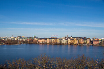 Scenic panoramic view of Stockholm city waterfront on a clear sunny day.
View of Stockholm city...