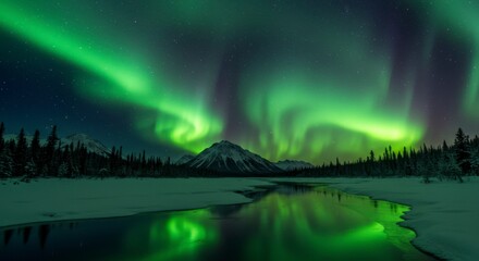 Majestic Northern Lights over frozen landscape