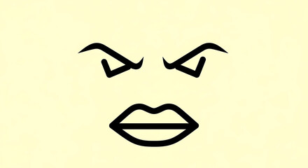 Minimalist Angry Face Icon - Simple Black Outline Expression