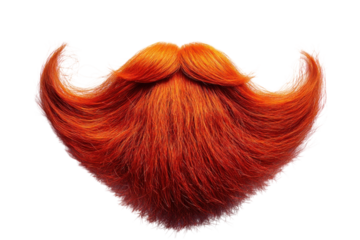 Fiery Red Beard Moustache Vector Graphic Stylish Facial Hair Barber Shop Design Element Ginger on transparent background