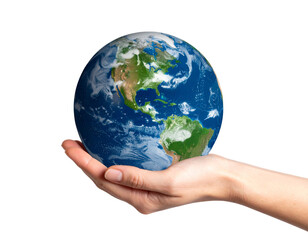  Earth Globe in Hand – Concept of Global Care and Unity, Transparent Background