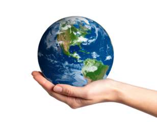  Earth Globe in Hand – Concept of Global Care and Unity, Transparent Background